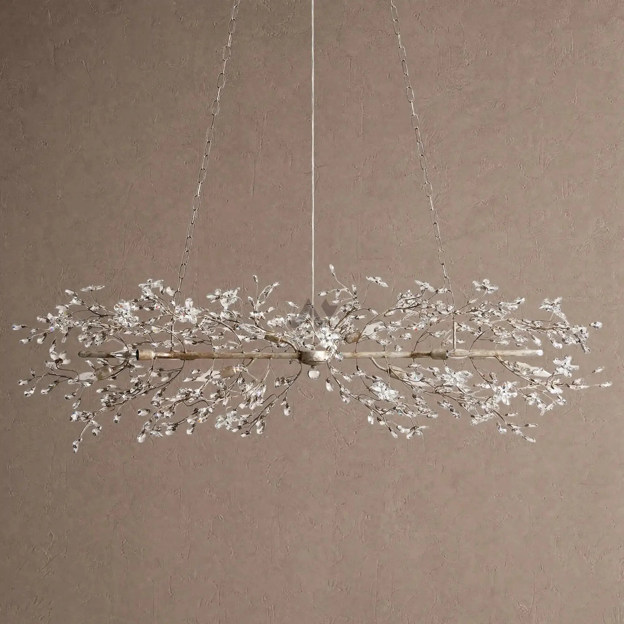 Fiore Linear Chandelier 43" 51" 68"W - Brass/Amber68"VChandelier