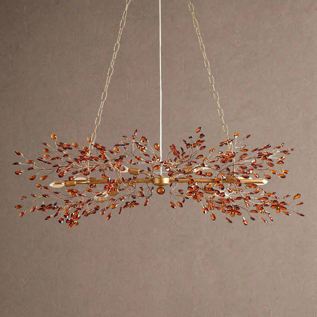 Fiore Linear Chandelier 43" 51" 68"W - Brass/Amber43"VChandelier