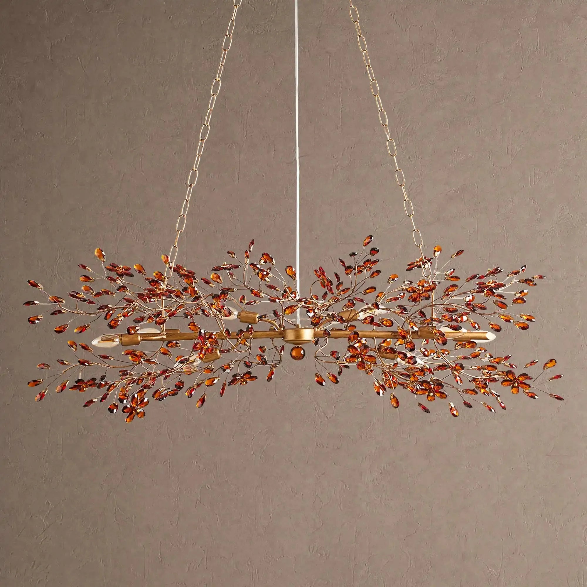 Fiore Linear Chandelier 43" 51" 68"W - Brass/Amber43"VChandelier
