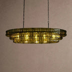 Ghiaccio Glass Oval Chandelier 54''65'' - Matte BlackGreen54"VChandelier