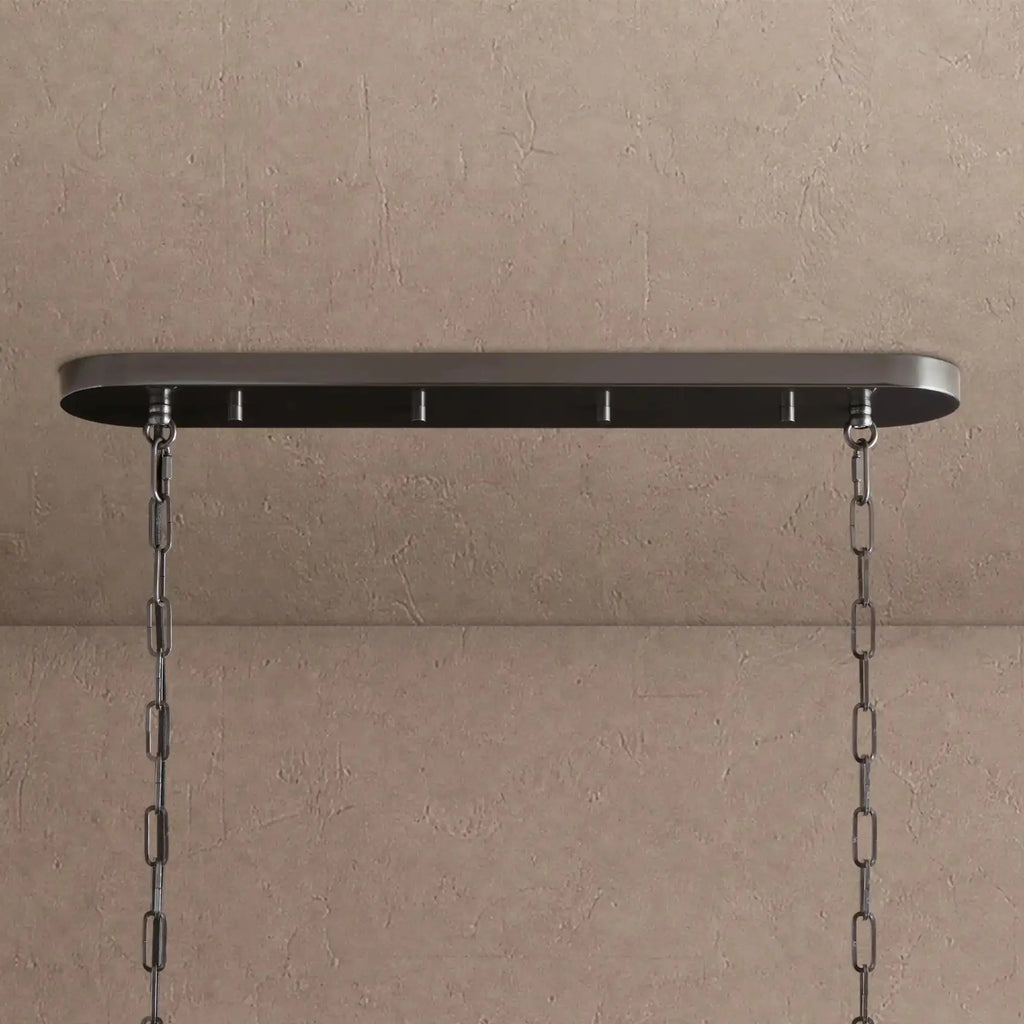 Ghiaccio Glass Oval Chandelier 54''65'' - Matte BlackClear65"VChandelier