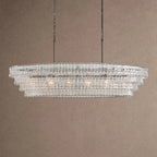Ghiaccio Glass Oval Chandelier 54''65'' - Matte BlackClear65"VChandelier