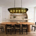 Ghiaccio Glass Oval Chandelier 54''65'' in brass - dining room lighting