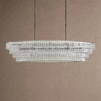 Ghiaccio Glass Oval Chandelier 54''65'' - Matte BlackClear65"VChandelier