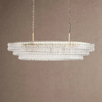 Ghiaccio Glass Oval Chandelier 54''65'' - Lacquered Burnished BrassClear54"VChandelier