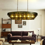 Ghiaccio Glass Oval Chandelier 54''65'' in brass by Blush Lighting