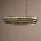 Ghiaccio Glass Oval Chandelier 54''65'' - Lacquered Burnished BrassSmoke65"VChandelier