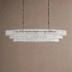 Ghiaccio Glass Oval Chandelier 54''65'' - Matte BlackClear54"VChandelier