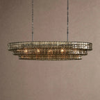 Ghiaccio Glass Oval Chandelier 54''65'' - Matte BlackSmoke54"VChandelier