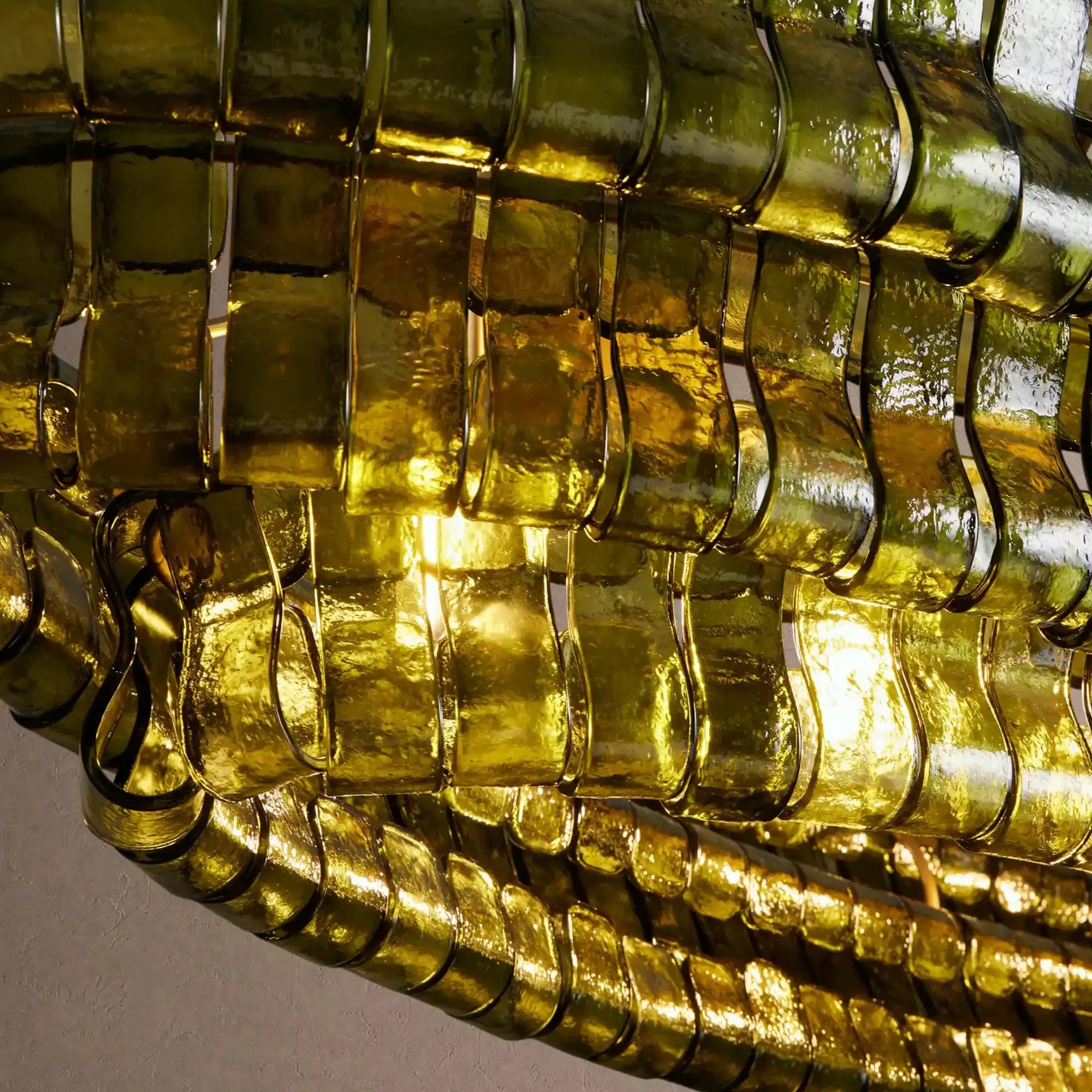 Ghiaccio Glass Oval Chandelier 54''65'' - Matte BlackGreen54"VChandelier