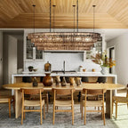 Ghiaccio Glass Oval Chandelier 54''65'' in brass - dining room lighting
