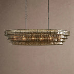 Ghiaccio Glass Oval Chandelier 54''65'' - Matte BlackSmoke65"VChandelier
