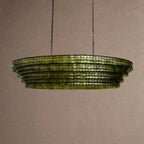 Ghiaccio Glass Oval Chandelier 54''65'' - Lacquered Burnished BrassSmoke65"VChandelier