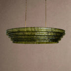 Ghiaccio Glass Oval Chandelier 54''65'' - Lacquered Burnished BrassSmoke65"VChandelier