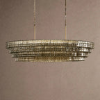 Ghiaccio Glass Oval Chandelier 54''65'' - Lacquered Burnished BrassSmoke65"VChandelier