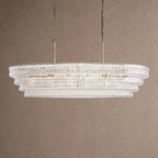 Ghiaccio Glass Oval Chandelier 54''65'' - Lacquered Burnished BrassClear65"VChandelier