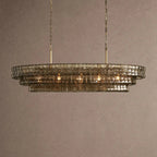 Ghiaccio Glass Oval Chandelier 54''65'' - Lacquered Burnished BrassSmoke54"VChandelier