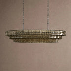 Ghiaccio Glass Oval Chandelier 54''65'' - Matte BlackSmoke54"VChandelier