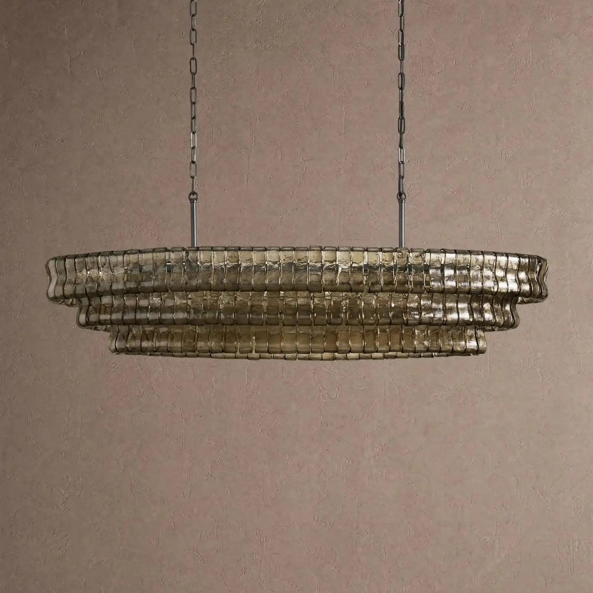 Ghiaccio Glass Oval Chandelier 54''65'' - Matte BlackSmoke54"VChandelier