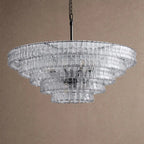 Ghiaccio Glass Round Chandelier 24" 36" 48" 60" - 5-Tier 48"BlackClearVChandelier