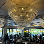 Ghiaccio Glass Round Chandelier 24" 36" 48" 60" in bronze - dining room lighting