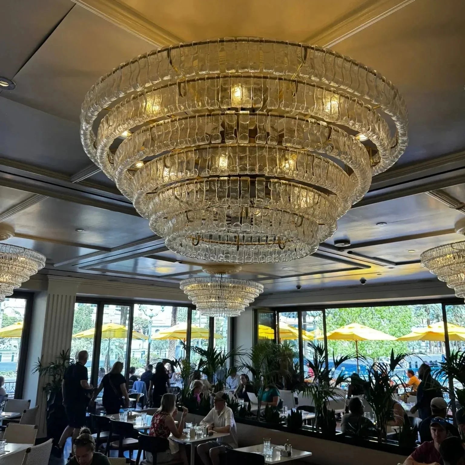 Ghiaccio Glass Round Chandelier 24" 36" 48" 60" in bronze - dining room lighting