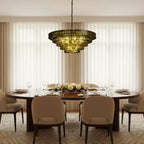 Ghiaccio Glass Round Chandelier 24" 36" 48" 60" in bronze - dining room lighting