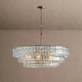 Ghiaccio Glass Round Chandelier 24" 36" 48" 60" - 3-Tier 24"BrassClearVChandelier