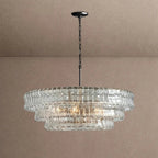 Ghiaccio Glass Round Chandelier 24" 36" 48" 60" - 3-Tier 24"BlackClearVChandelier