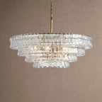 Ghiaccio Glass Round Chandelier 24" 36" 48" 60" - 4-Tier 36"BrassClearVChandelier