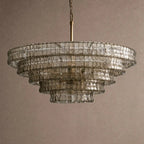 Ghiaccio Glass Round Chandelier 24" 36" 48" 60" - 5-Tier 48"BlackSmokeVChandelier