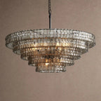 Ghiaccio Glass Round Chandelier 24" 36" 48" 60" - 5-Tier 48"BlackSmokeVChandelier