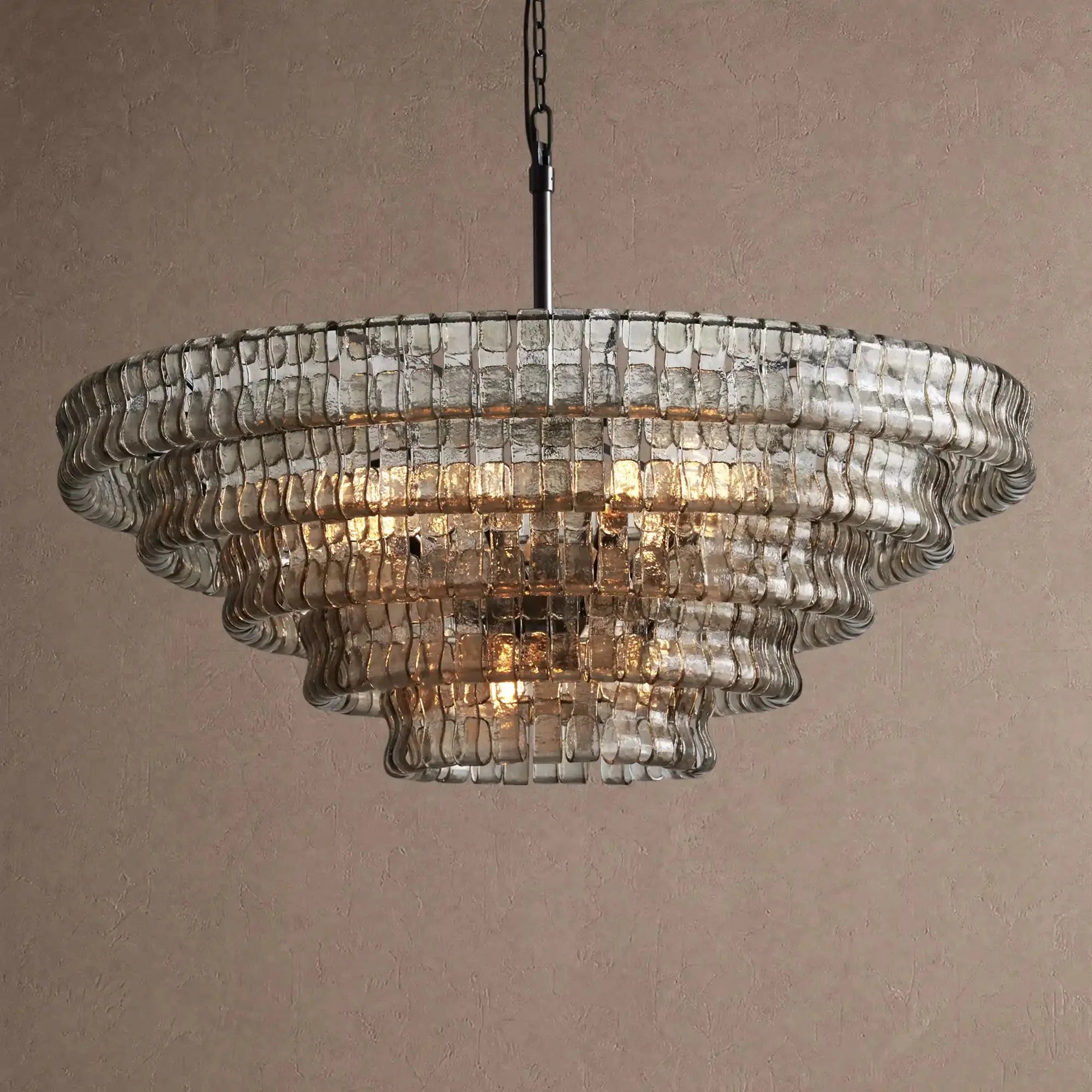 Ghiaccio Glass Round Chandelier 24" 36" 48" 60" - 5-Tier 48"BlackSmokeVChandelier