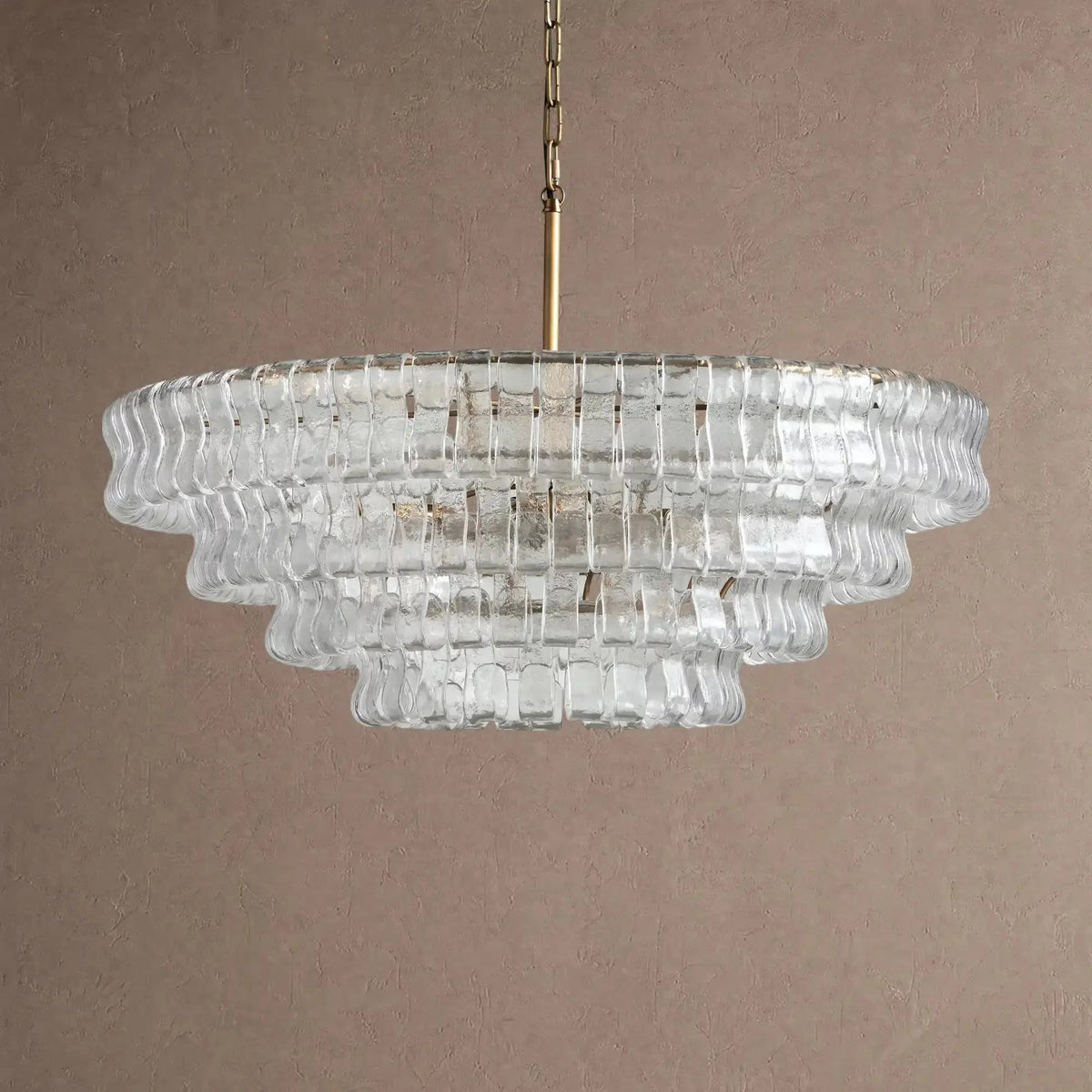 Ghiaccio Glass Round Chandelier 24" 36" 48" 60" - 6-Tier 60"BlackGreenVChandelier