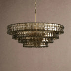 Ghiaccio Glass Round Chandelier 24" 36" 48" 60" - 4-Tier 36"BlackClearVChandelier