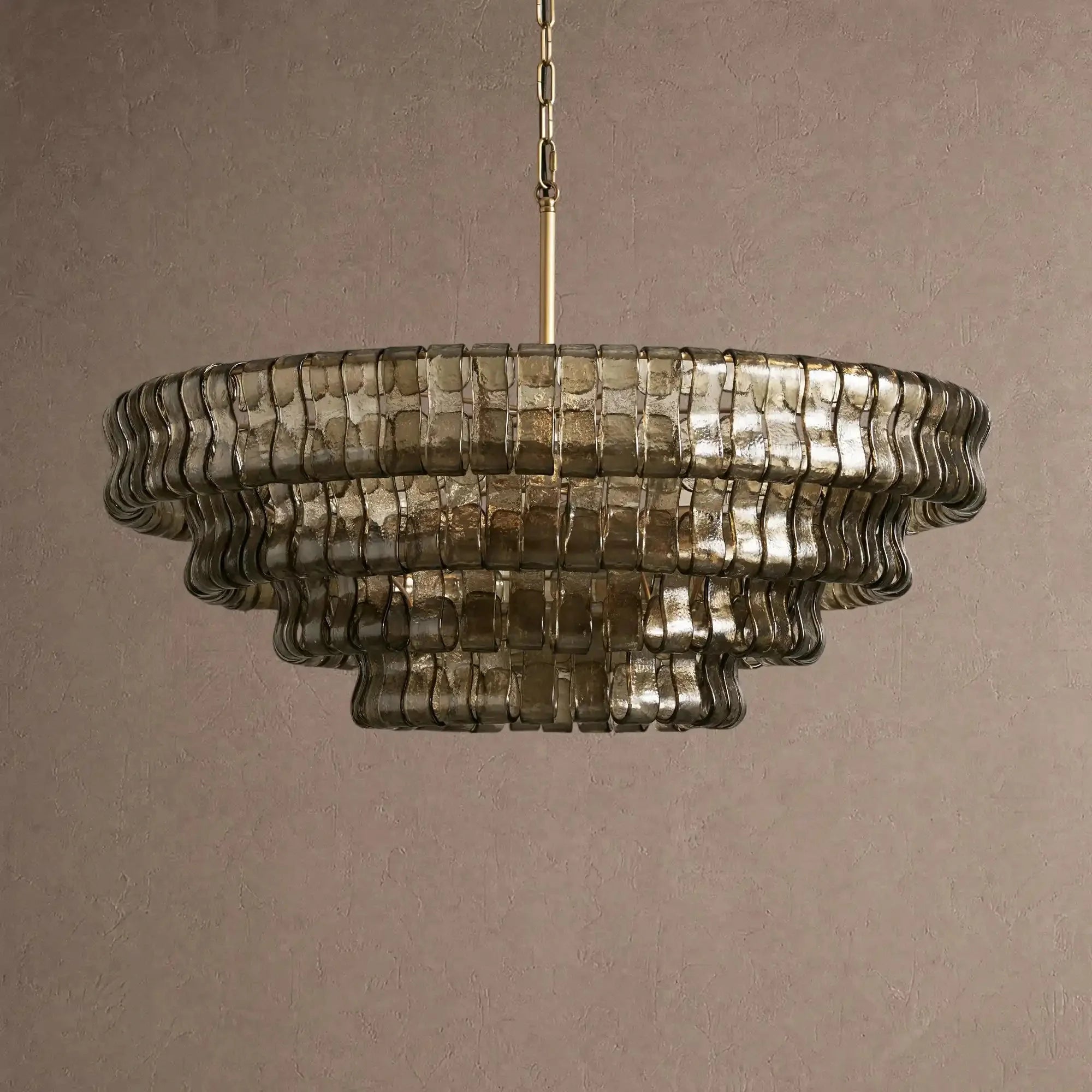 Ghiaccio Glass Round Chandelier 24" 36" 48" 60" - 4-Tier 36"BlackClearVChandelier