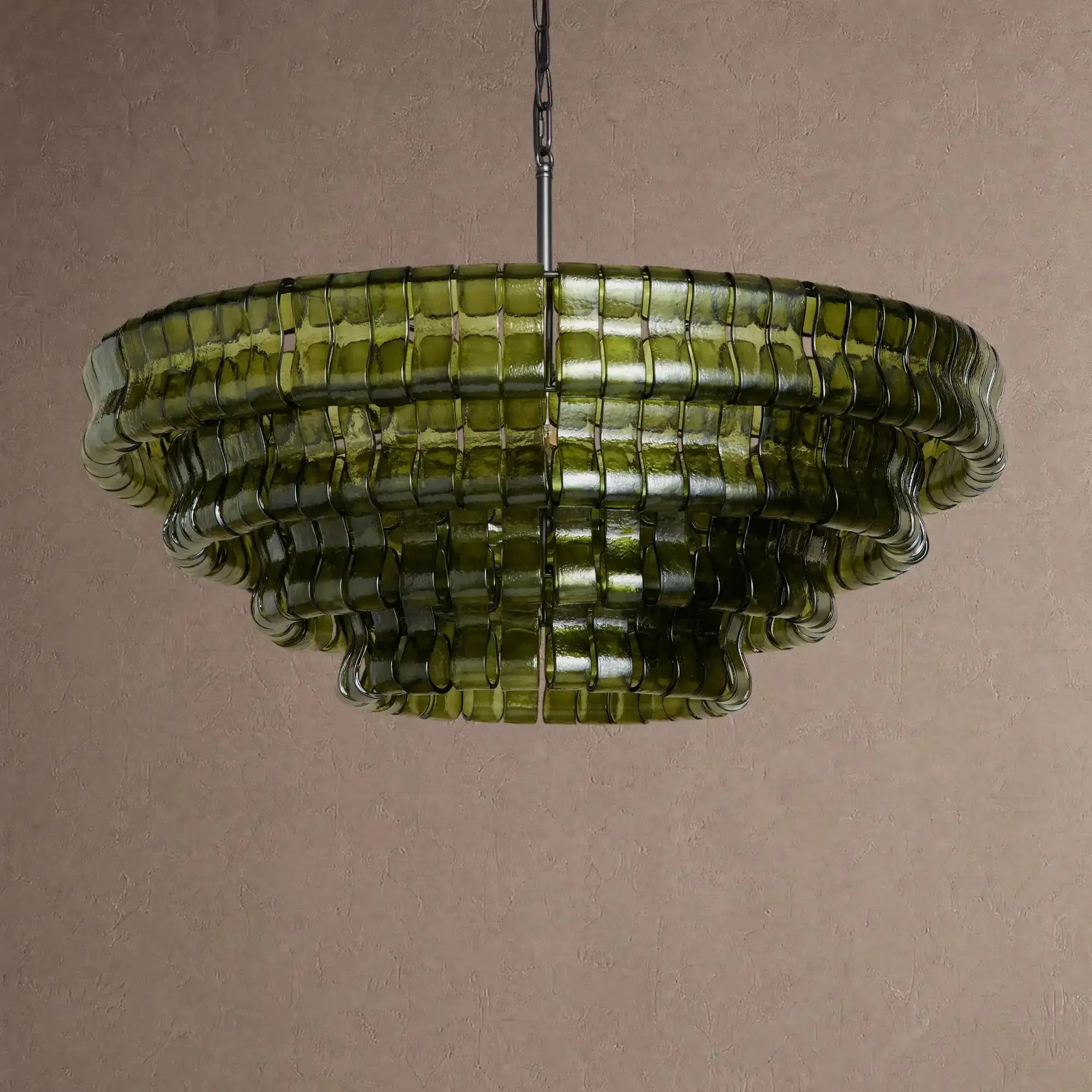 Ghiaccio Glass Round Chandelier 24" 36" 48" 60" - 4-Tier 36"BlackSmokeVChandelier