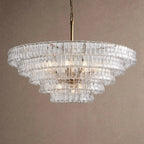Ghiaccio Glass Round Chandelier 24" 36" 48" 60" - 5-Tier 48"BrassClearVChandelier