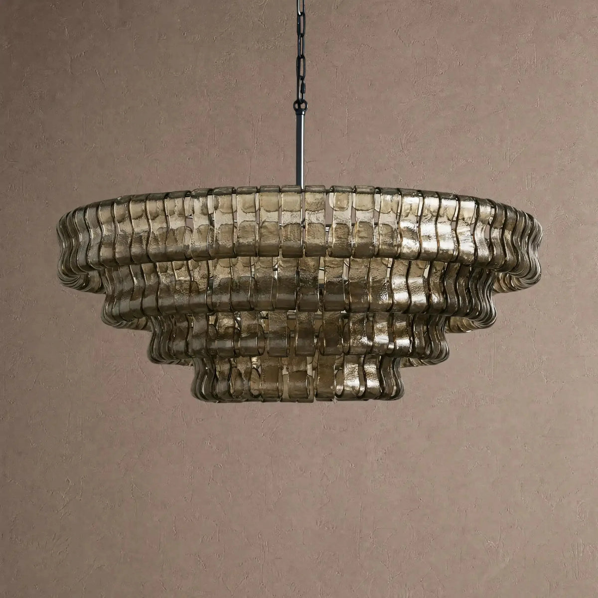 Ghiaccio Glass Round Chandelier 24" 36" 48" 60" - 4-Tier 36"BlackSmokeVChandelier