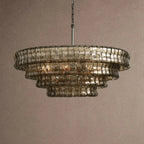 Ghiaccio Glass Round Chandelier 24" 36" 48" 60" - 4-Tier 36"BlackSmokeVChandelier