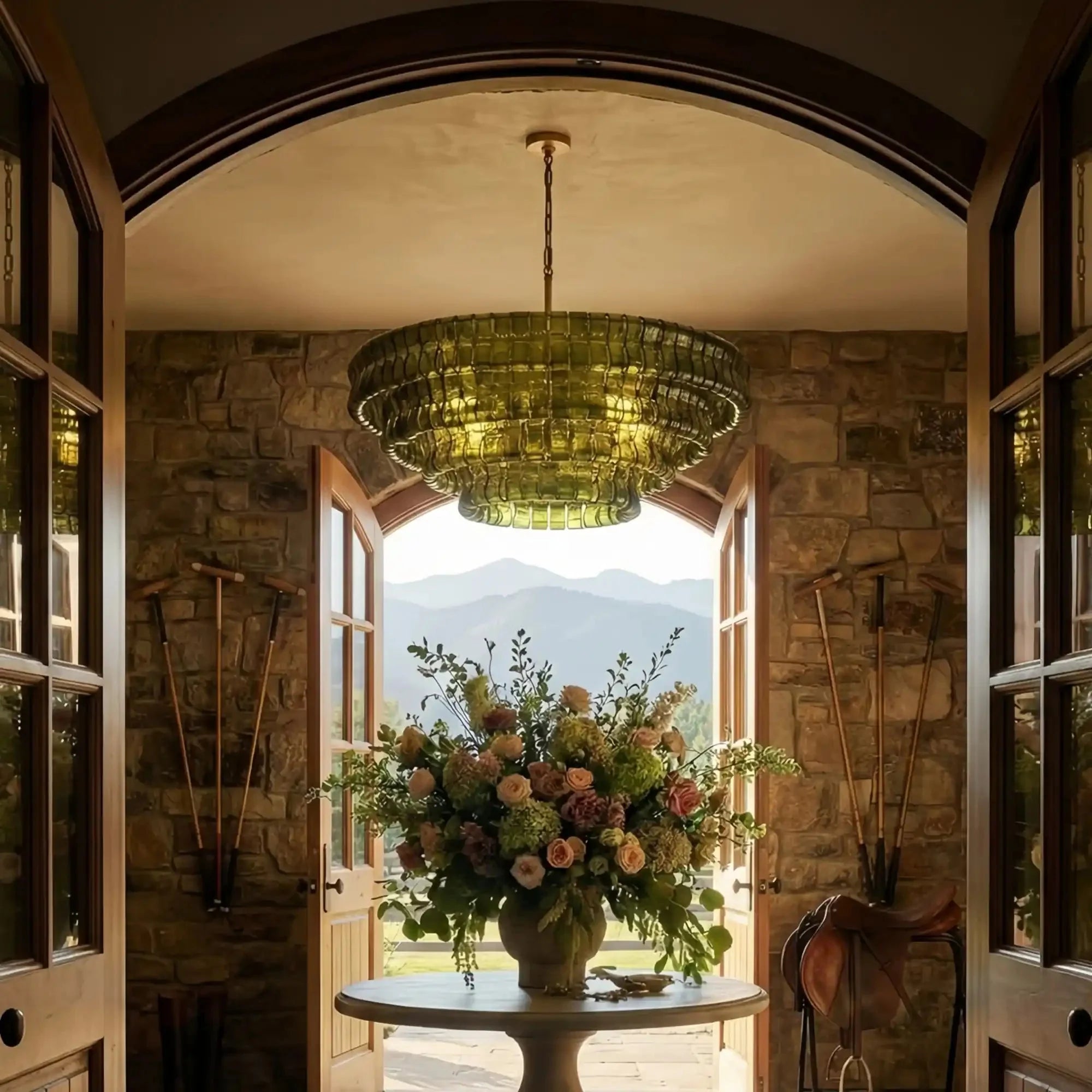 Ghiaccio Glass Round Chandelier 24" 36" 48" 60" in bronze by VChandelier