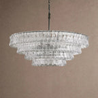 Ghiaccio Glass Round Chandelier 24" 36" 48" 60" - 4-Tier 36"BlackClearVChandelier