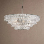 Ghiaccio Glass Round Chandelier 24" 36" 48" 60" - 4-Tier 36"BlackClearVChandelier