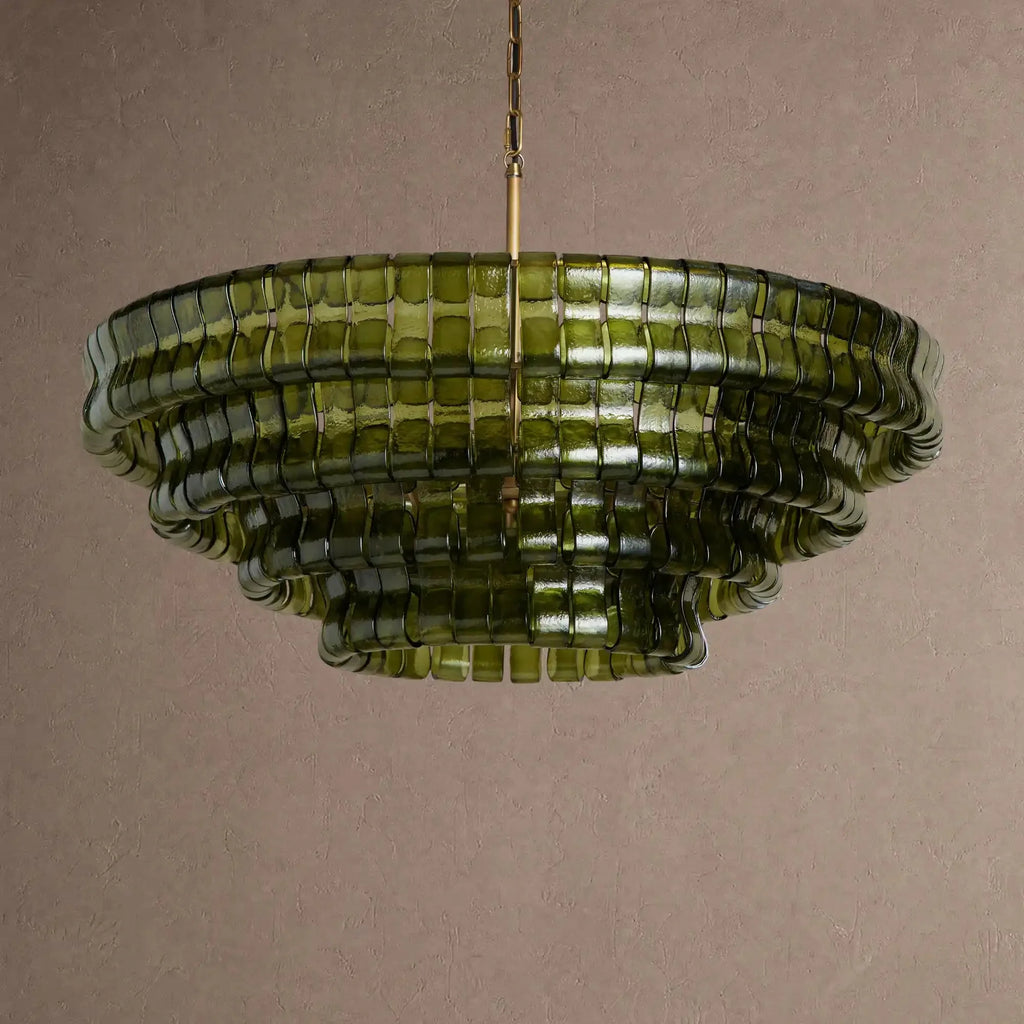 Ghiaccio Glass Round Chandelier 24" 36" 48" 60" - 4-Tier 36"BlackSmokeVChandelier