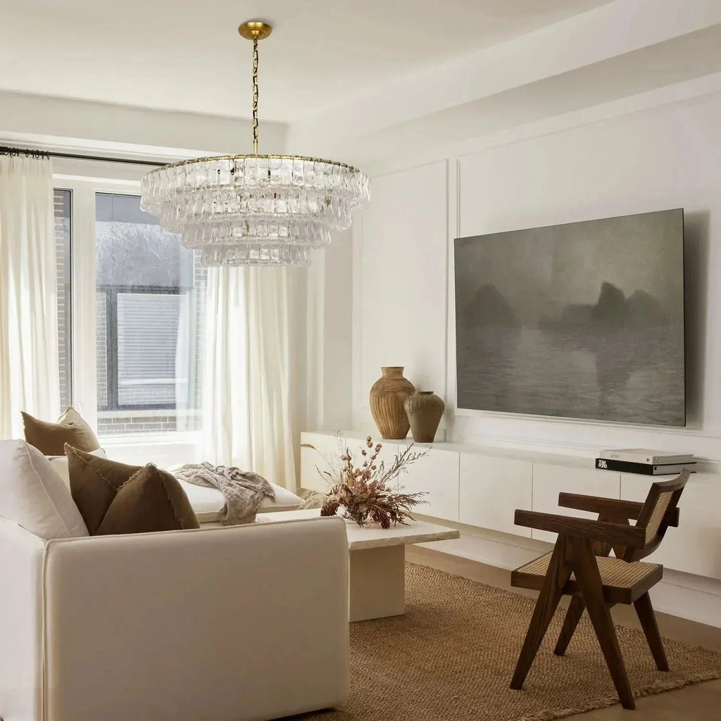 Ghiaccio Glass Round Chandelier 24" 36" 48" 60" in bronze by Blush Lighting