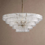 Ghiaccio Glass Round Chandelier 24" 36" 48" 60" - 5-Tier 48"BrassClearVChandelier