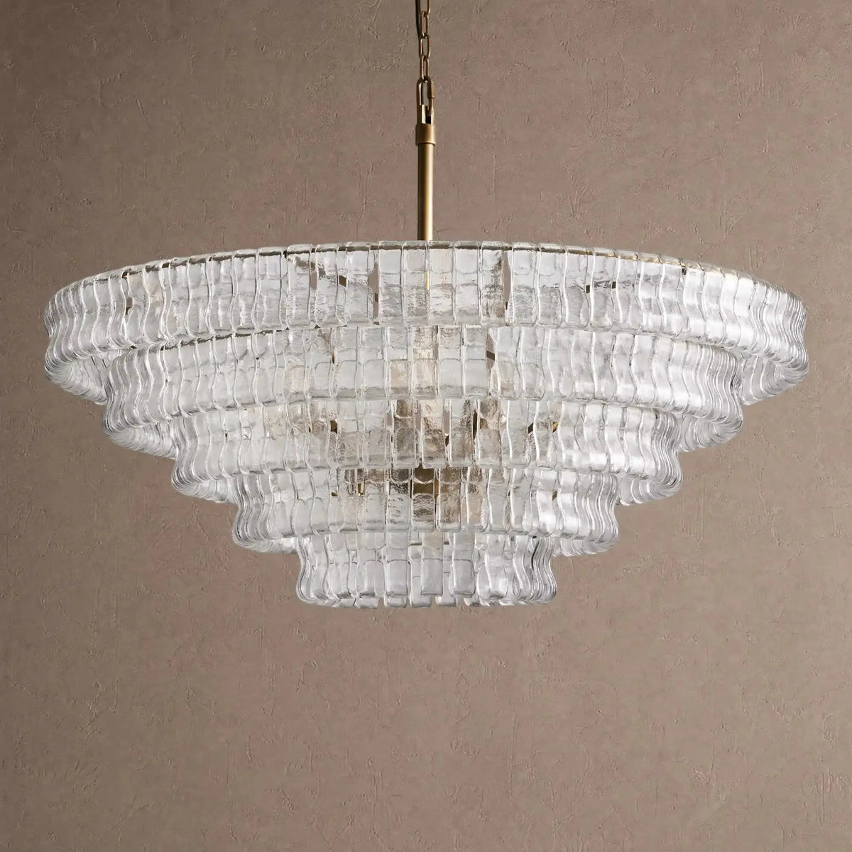 Ghiaccio Glass Round Chandelier 24" 36" 48" 60" - 5-Tier 48"BrassClearVChandelier