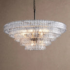 Ghiaccio Glass Round Chandelier 24" 36" 48" 60" - 5-Tier 48"BlackClearVChandelier