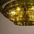 Ghiaccio Glass Round Chandelier 24" 36" 48" 60" - 5-Tier 48"BlackGreenVChandelier