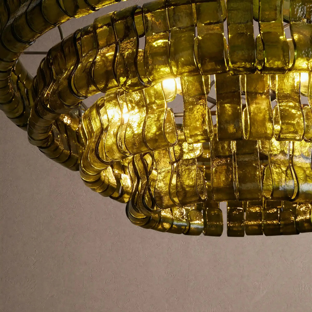 Ghiaccio Glass Round Chandelier 24" 36" 48" 60" - 5-Tier 48"BlackGreenVChandelier